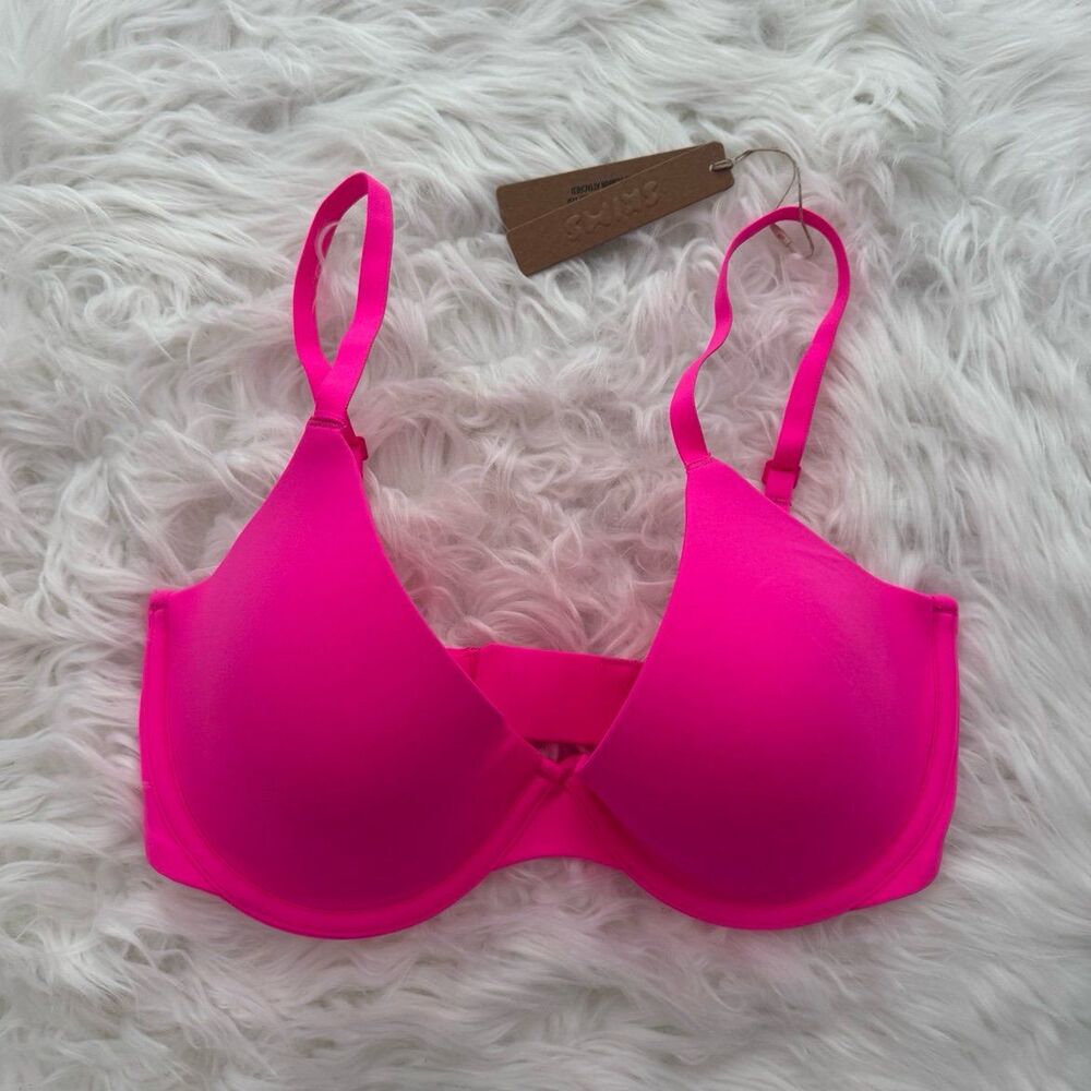 Skims Fits Everybody Scoop Plunge Bra Neon Pink Size 32DD
